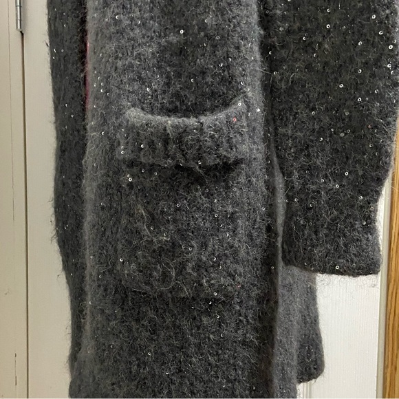 Tommy Bahama women grey Alpaca, Mohair, Wool blend open front cardigan. Size M. - Picture 5 of 9